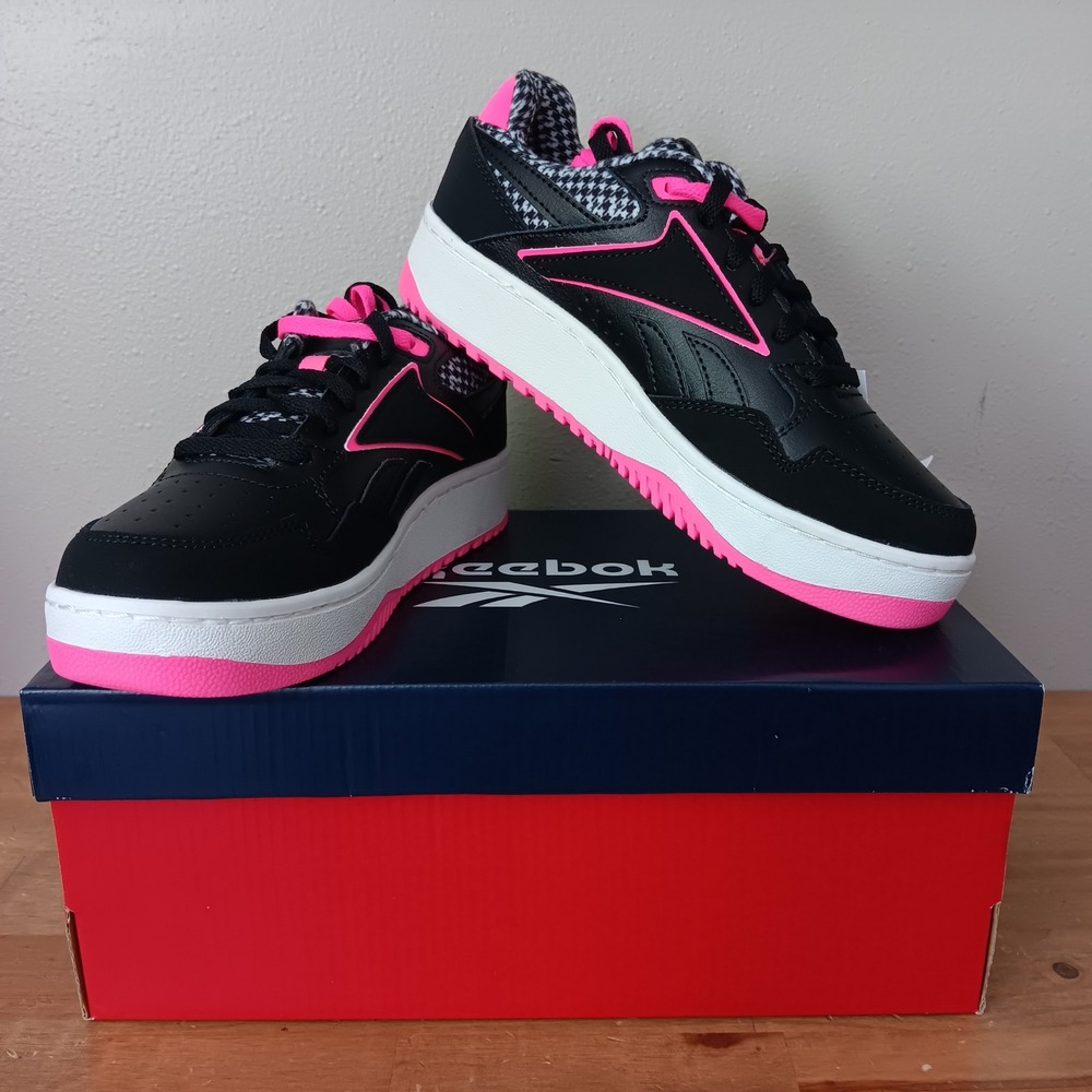 Reebok ATR Chill Basketball Shoes Kids 2.5 Black Pink New Houndstooth 100213440